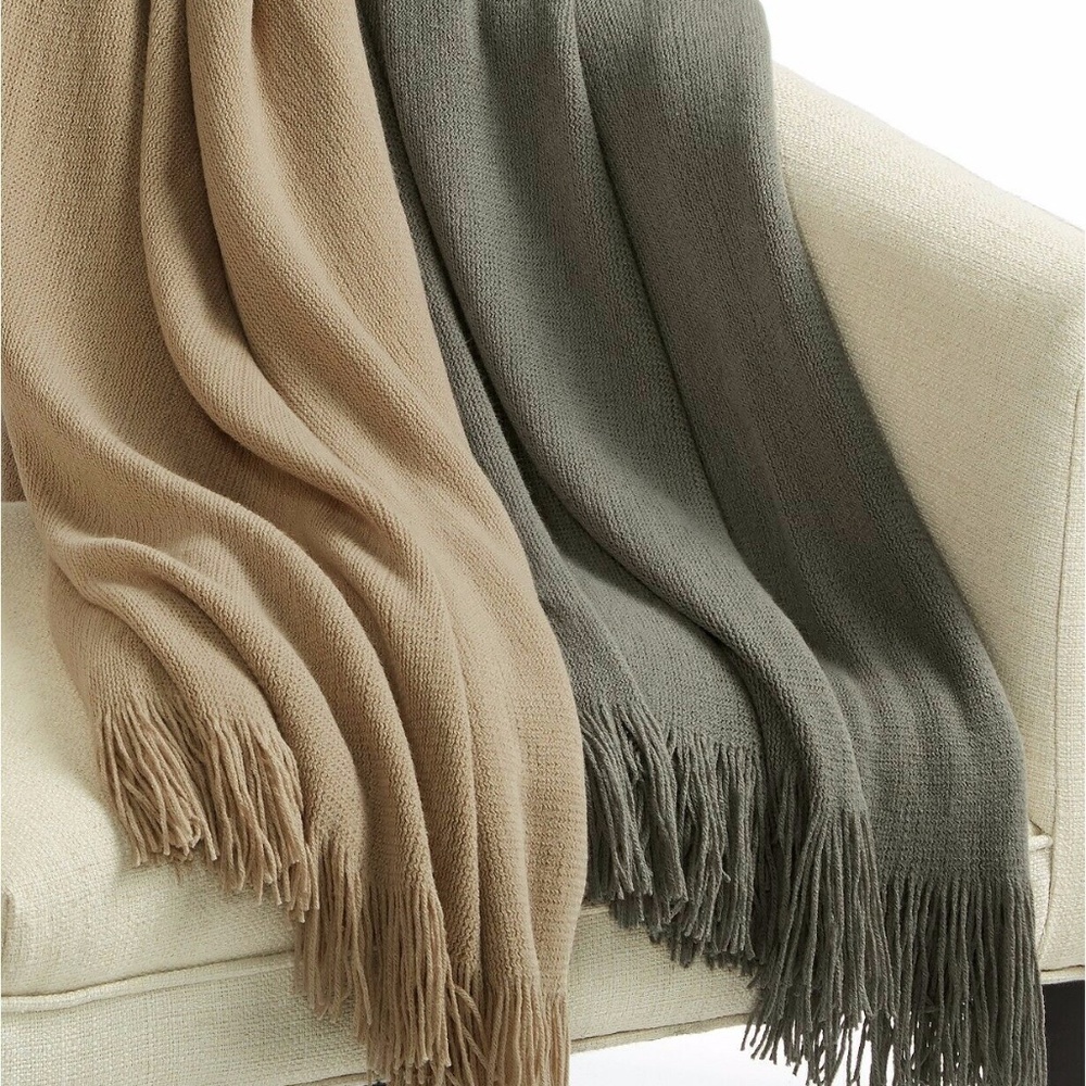 Hallmart Collectibles Grandeur 50" x 60" Luxury Decorative Knit Throw - Beige